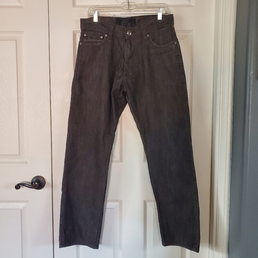 Legacy Edition Black Denim Jeans‎ Straight Leg Embroidered Pockets Size 32x32